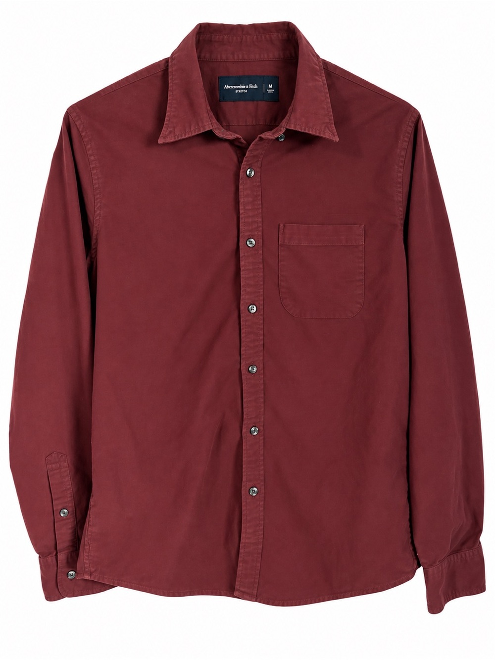 Abercrombie & Fitch Men's Button-Down Shirt - Deep Burgundy size medium